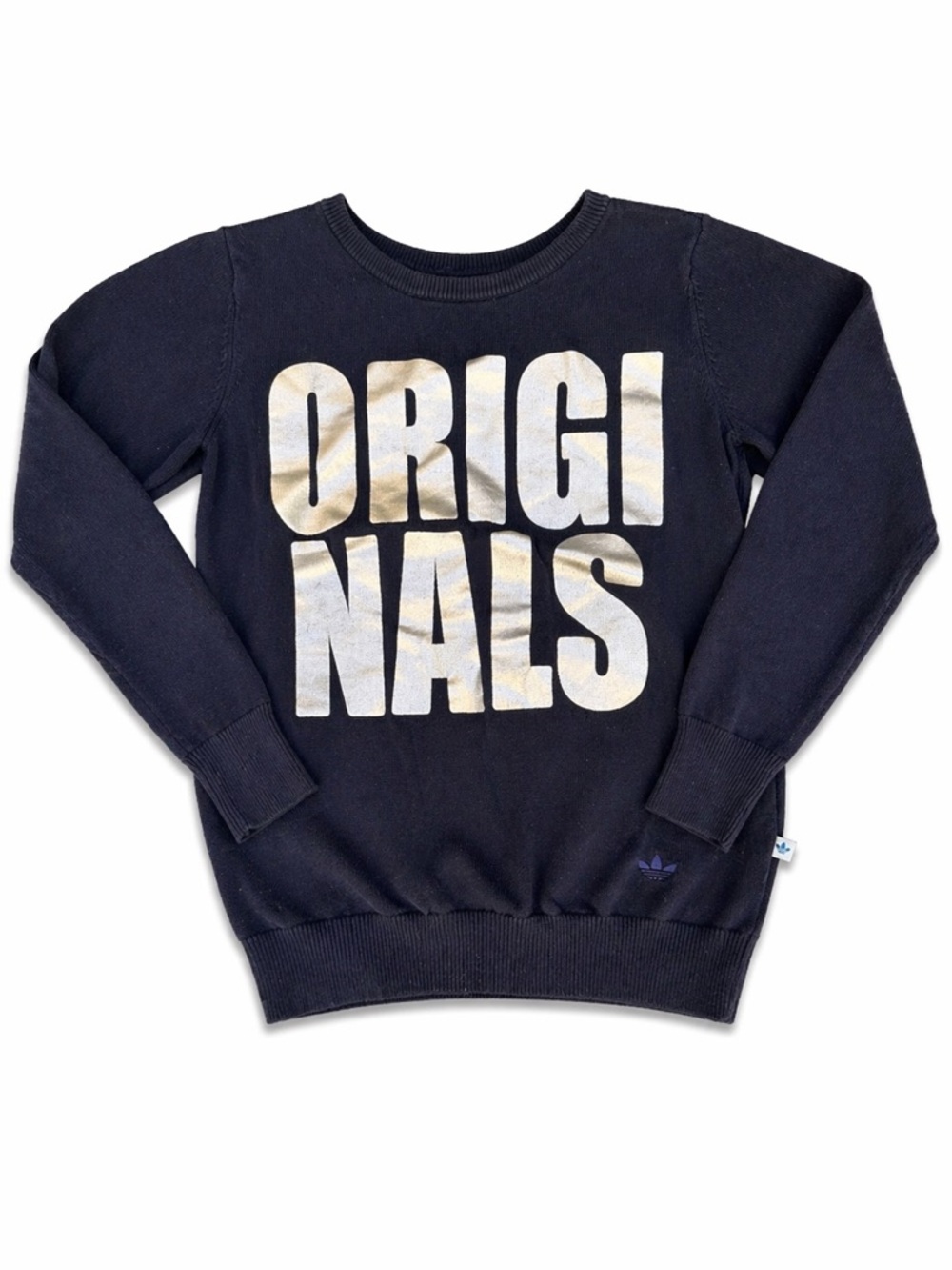 Adidas Originals Women’s Small Navy Crewneck Logo Sweater Graphic